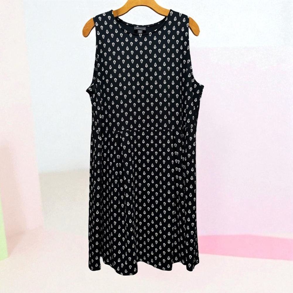 J. Jill Wearever Collection Black Sleeveless Dress with Pleaded Skirt size XL